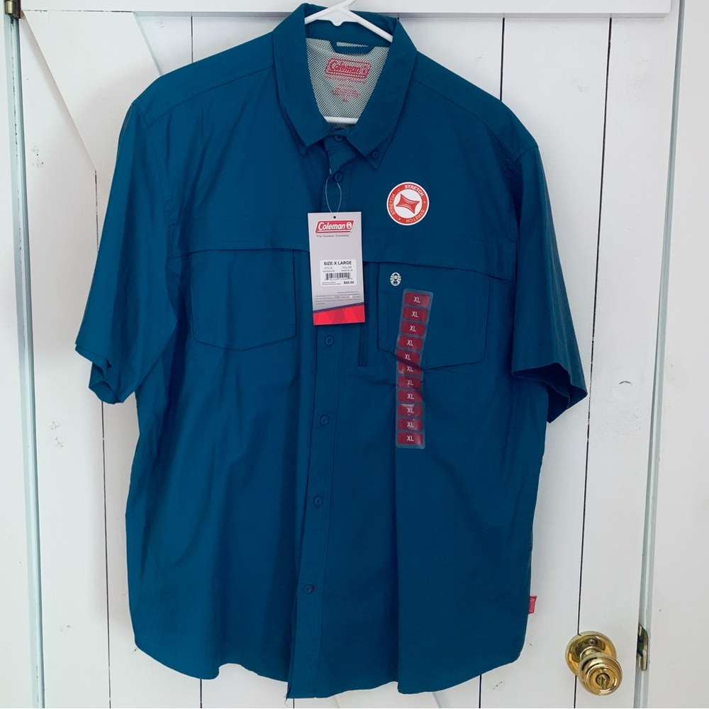NWT Fishing Shirt Short Sleeve Button Down Men's XL Camping Hiking Gorpcore